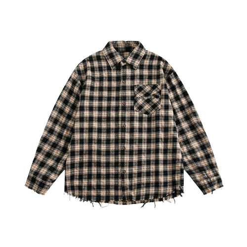 Abrigo Camisa Cuadros con Flecos Unisex