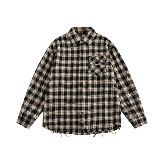 Abrigo Camisa Cuadros con Flecos Unisex