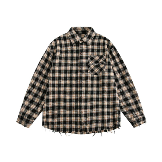 Abrigo Camisa Cuadros con Flecos Unisex