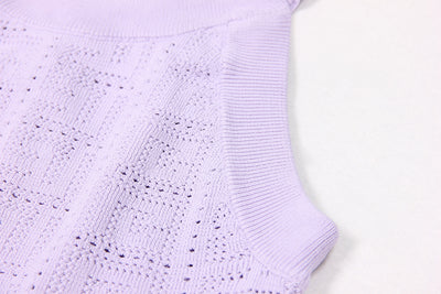 Chaleco Vestido Tejido Calado Manga Larga Cuello Redondo - Image 23