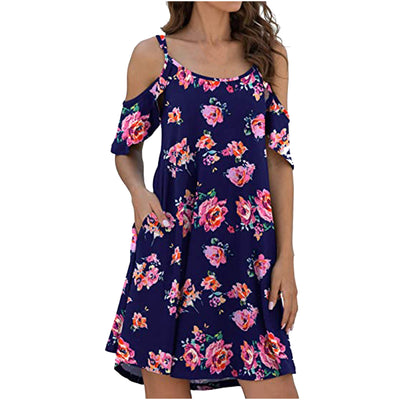 Vestido Slip Hombros Descubiertos con Estampado Digital - Image 11