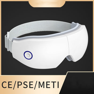 White hot compress eye mask with Bluetooth, featuring a power button and adjustable strap for eye protection and massage. - Image 11