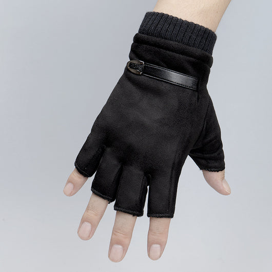 Guantes Deportivos de Ante sin Dedos para Hombre con Forro Cálido - Image 3