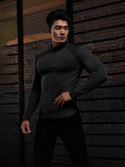 Polera Deportiva Ajustada con Cierre de Cremallera para Entrenamiento y Outdoor - Image 12