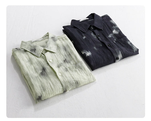 Camisa de Lino Estampada Manga Corta Fresca para Verano - Image 19