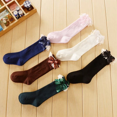 Calcetines Altos Princesa con Moño de Encaje Dulce - Image 10