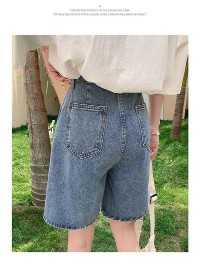 Shorts de Mezclilla Cintura Alta Rectos Anchos para Mujer - Image 11