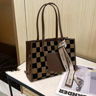 Bolso de Hombro Retro a Cuadros para Mujer - Image 6