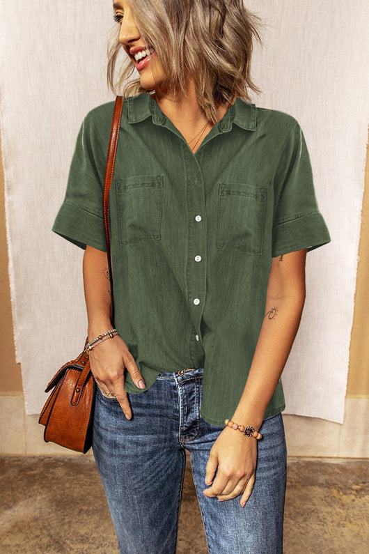 Camisa Casual de Solapa Lisa - Versátil y Minimalista - Image 31