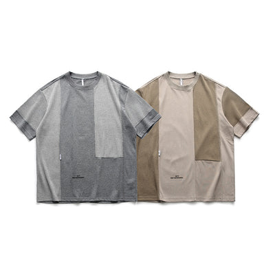 Camiseta Suelta Cuello Redondo con Costuras de Contraste para Hombre