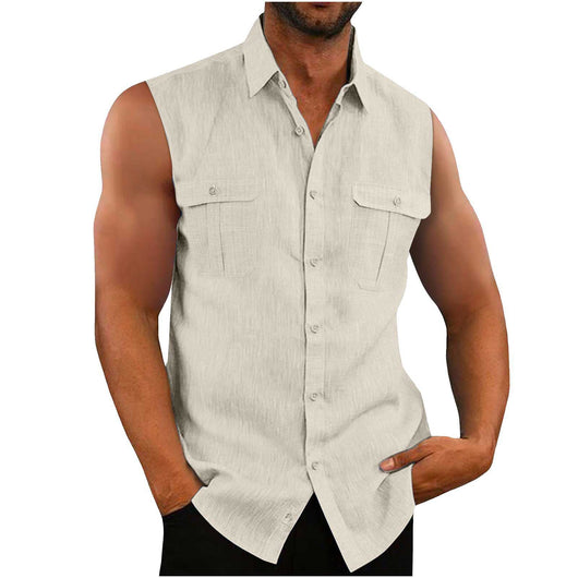 Camisa Hombre Algodón y Lino con Doble Bolsillo - Estilo Europeo y Americano - Image 7