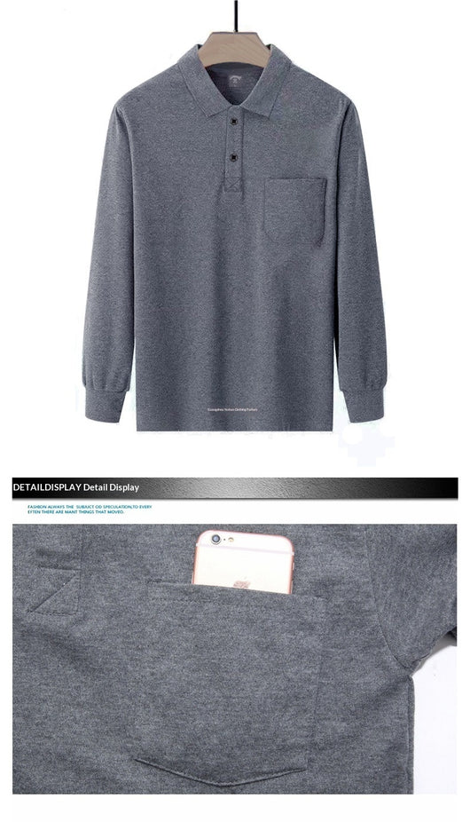 Camisa Manga Larga Clásica para Hombre con Cuello Italiano y Bolsillos Funcionales - Image 14