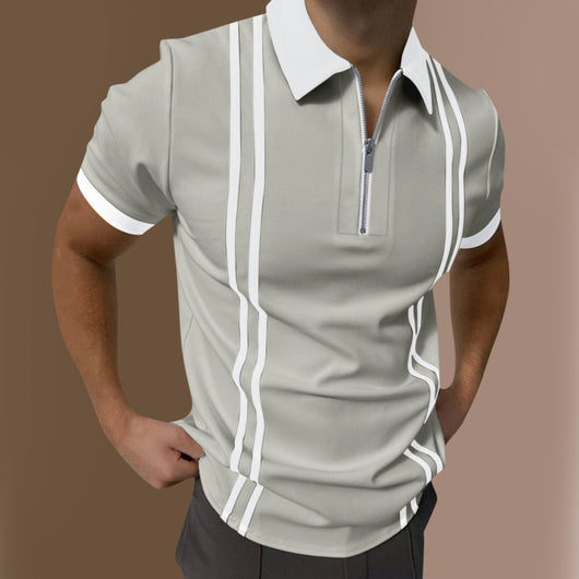 Polo Manga Corta Colorblock a Rayas para Hombre - Image 8