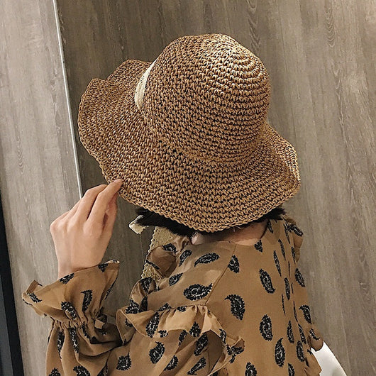 Sombrero de Paja Plegable Estilo Coreano con Encaje - Image 4