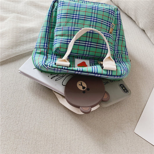 Mochila Infantil Cuadriculada con Diseño de Caricaturas - Image 10