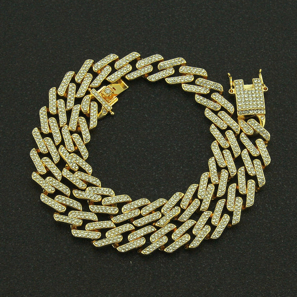 Collar Cadena Cubana Cuadrada con Diamantes Geométricos para Hombre - Image 6