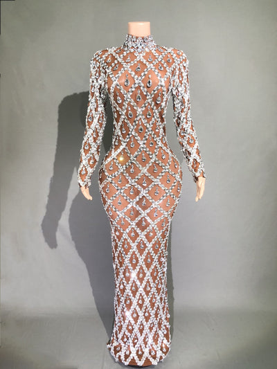 Vestido de Fiesta Elegante con Cristales Brillantes para Mujer - Image 17