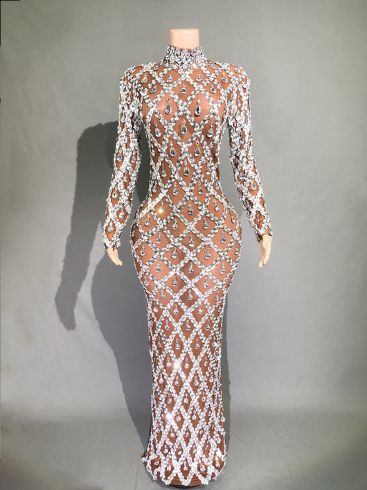 Vestido de Fiesta Elegante con Cristales Brillantes para Mujer - Image 17