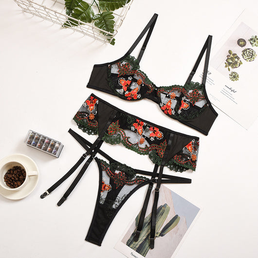 Conjunto de 3 Piezas de Lencería Mesh con Encaje Reforzado - Image 13