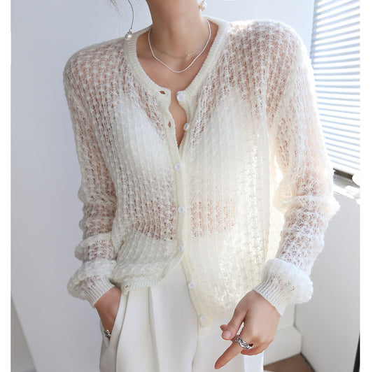 Cardigan de Mohair Calado Tejido Hueco