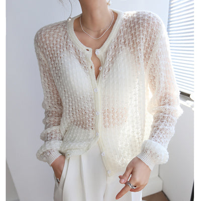 Cardigan de Mohair Calado Tejido Hueco