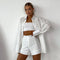 Conjunto de Blusa y Shorts Jacquard Suelto para Mujer