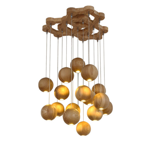 Lámpara Colgante de Esferas de Madera Estilo Nórdico - Image 6