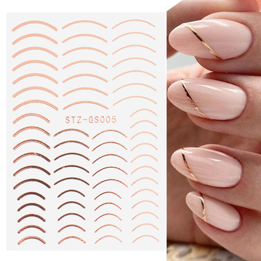 Pegatinas de Uñas Adhesivas Estilo Francés en Oro y Plata - Image 15
