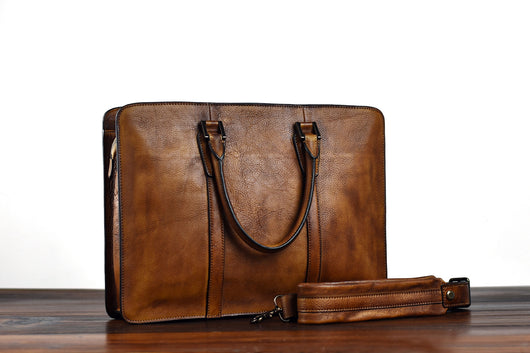 Bolso de Cuero Curtido al Vegetal Estilo Retro Horizontal para Hombre