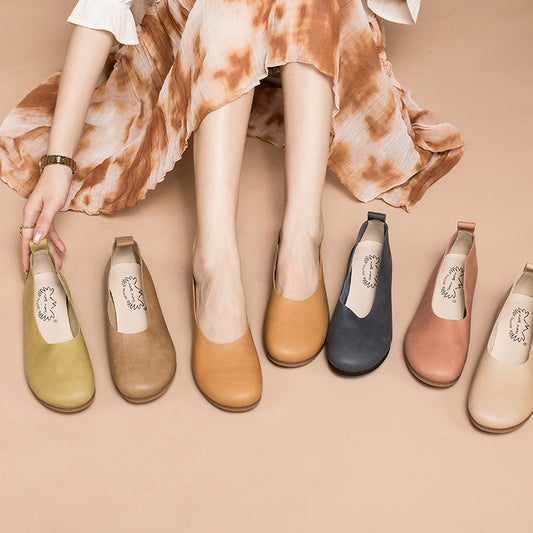 Zapatos Planos de Cuero Vacuno para Mujer - Diseño Minimalista