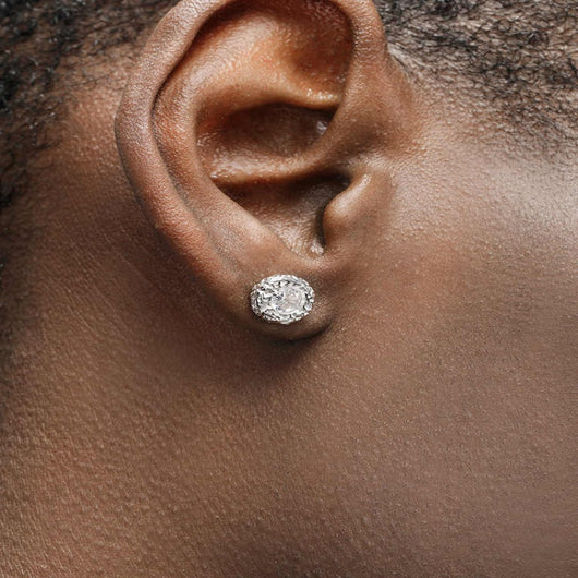 Aretes de Plata Esterlina 925 con Diamante Texturizado para Hombre - Image 2