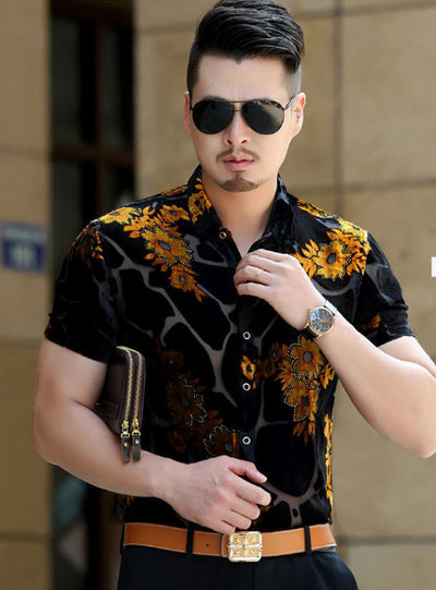 Camisa Hueca para Hombre con Bordado Flocking - Image 19