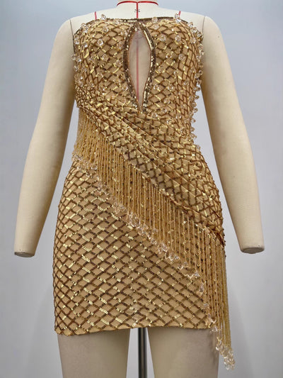 Vestido de Fiesta con Lentejuelas y Flecos - Diseño Personalidad Mujer - Image 5