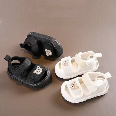 Sandalias para Bebé con Osito Bordado, Suela Suave y Antideslizante