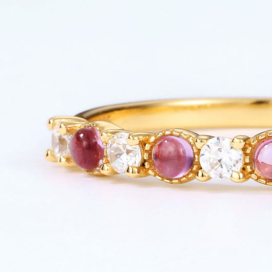 Anillo de Plata 925 Chapado en Oro con Amatista y Circonia Cúbica para Mujer - Image 5