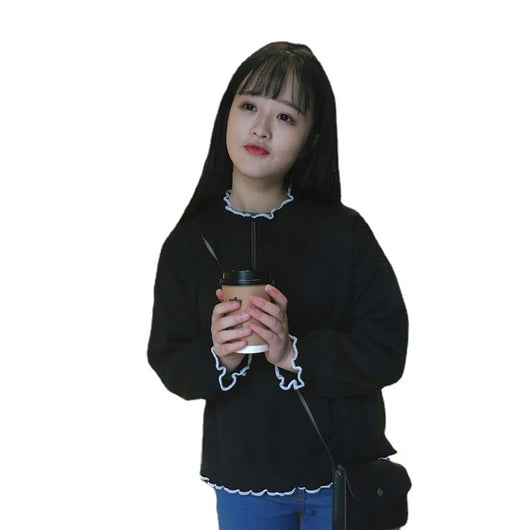 Suéter Escolar Coreano Cuello Alto Mediano con Detalles en Encaje - Image 11