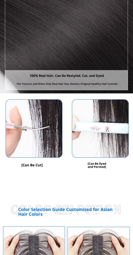 Set de Peluca con Flequillo de Cabello Real y Sistema Velcro - Image 19