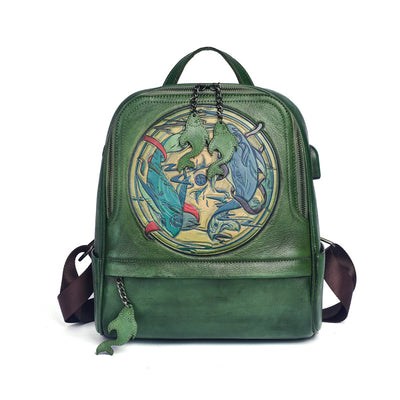 Mochila Vintage de Cuero con Doble Compartimento y Grabado Artesanal - Image 7