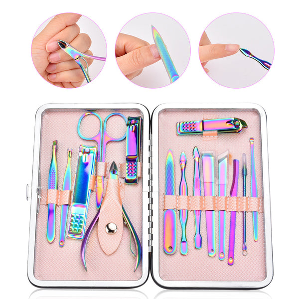 Set de 15 Herramientas de Manicura Profesional Acero Inoxidable