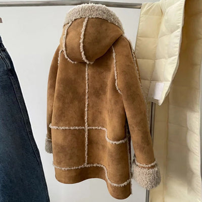 Abrigo Grueso con Capucha Diseño Moderno Largo para Otoño e Invierno - Image 4