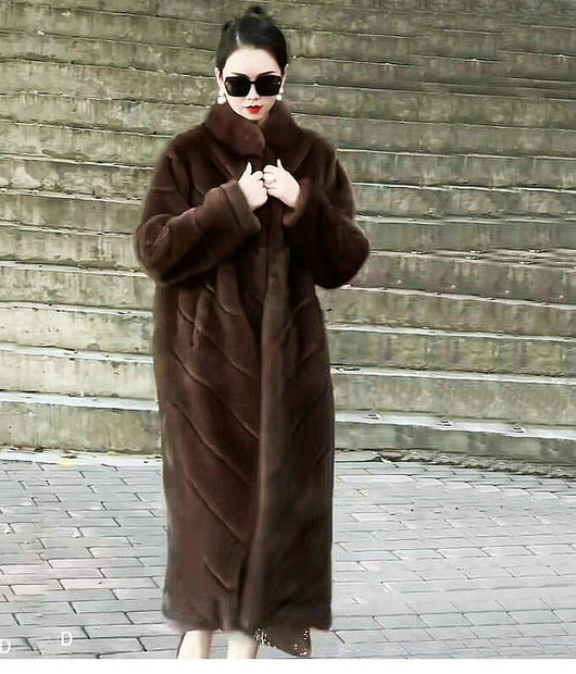 Abrigo de Piel Sintética para Mujer - Elegante Largo Medio Invierno - Image 12