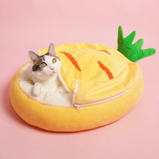 Cama Nido para Gatos Semiencerrada con Bolsa Térmica Extraíble - Zanahoria - Image 2