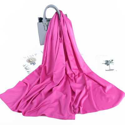 Pañuelo Satinado Liso de Estilo Malayo - Chal Casual Versátil - Image 24