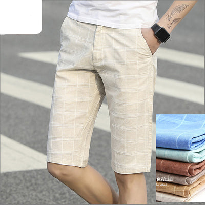 Pantalones Capri de Algodón y Lino a Cuadros - Image 7