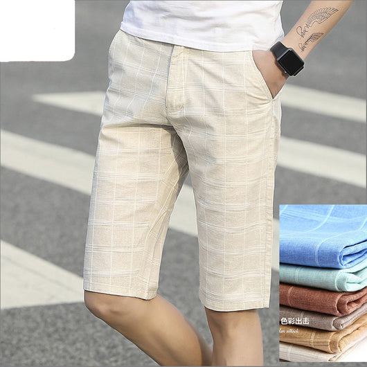 Pantalones Capri de Algodón y Lino a Cuadros - Image 7