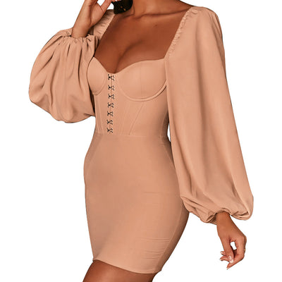 Vestido Elegante de Chifón con Manga Larga y Falda Ajustada - Image 14