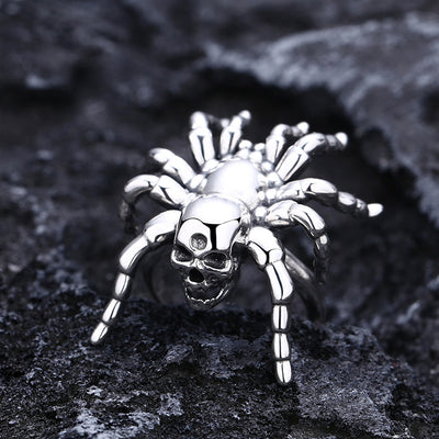 Anillo de Calavera Araña en Plata 925 Pulida