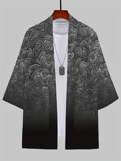 Cardigan Suelto Estampado 3D Versátil para Hombre - Image 19