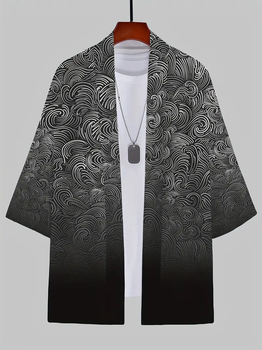 Cardigan Suelto Estampado 3D Versátil para Hombre - Image 19