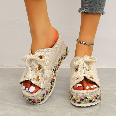 Sandalias de Plataforma Lino con Diseño Fish Mouth - Image 5